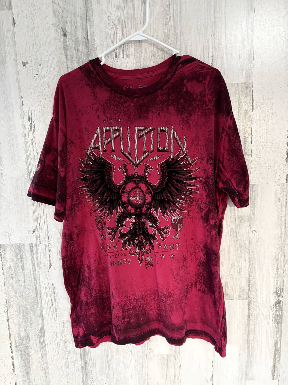 Affliction Women’s Size 2XL Live Fast Double Eagle Graphic Short Sleeve Tee
